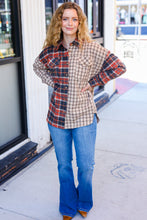 Load image into Gallery viewer, Make A Statement Rust &amp; Taupe Plaid Color Block Shacket
