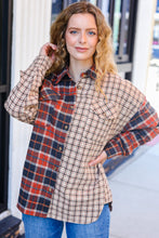 Load image into Gallery viewer, Make A Statement Rust &amp; Taupe Plaid Color Block Shacket
