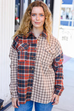 Load image into Gallery viewer, Make A Statement Rust &amp; Taupe Plaid Color Block Shacket
