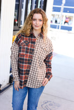 Load image into Gallery viewer, Make A Statement Rust &amp; Taupe Plaid Color Block Shacket
