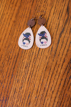 Load image into Gallery viewer, USA Flag &quot;#MOMLIFE&quot; Wooden Dangle Earrings
