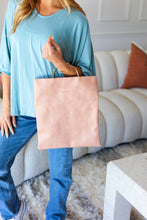 Load image into Gallery viewer, Ballerina Pink Fold Over Gold O-Ring Faux Leather Clutch
