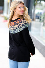 Load image into Gallery viewer, Black Multicolor Leopard Waffle Out Seam Top
