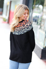 Load image into Gallery viewer, Black Multicolor Leopard Waffle Out Seam Top
