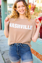 Load image into Gallery viewer, Taupe Pop-Up Embroidered &quot;NASHVILLE&quot; Ribbed Top
