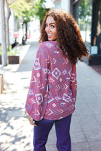 Load image into Gallery viewer, Boho Vibes Elastic Long Sleeve Aztec Print V Neck Pullover
