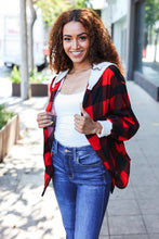 Load image into Gallery viewer, Stepping Out Red Buffalo Plaid Ribbed Hooded Sweater
