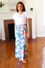 Load image into Gallery viewer, Vacay Vibes Green Floral Smocked Waist Side Slit Palazzo Pants
