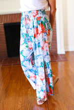 Load image into Gallery viewer, Vacay Vibes Green Floral Smocked Waist Side Slit Palazzo Pants
