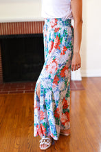 Load image into Gallery viewer, Vacay Vibes Green Floral Smocked Waist Side Slit Palazzo Pants
