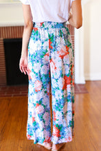 Load image into Gallery viewer, Vacay Vibes Green Floral Smocked Waist Side Slit Palazzo Pants
