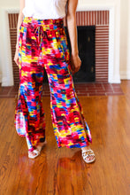 Load image into Gallery viewer, Vacay Vibes Kaleidoscope Smocked Waist Side Slit Palazzo Pants
