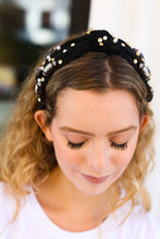 Load image into Gallery viewer, Black Stone &amp; Gem Football Embellished Top Knot Headband
