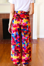 Load image into Gallery viewer, Vacay Vibes Kaleidoscope Smocked Waist Side Slit Palazzo Pants
