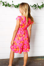 Load image into Gallery viewer, Fuchsia &amp; Orange Tropical Floral Square Neck Dress
