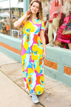 Load image into Gallery viewer, Under Clear Days Yellow/Mint Floral Fit &amp; Flare Maxi Dress
