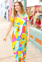 Load image into Gallery viewer, Under Clear Days Yellow/Mint Floral Fit &amp; Flare Maxi Dress
