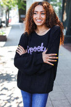 Load image into Gallery viewer, Get Your Spooky On Black Embroidered Chunky Sweater
