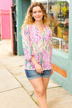 Load image into Gallery viewer, Life&#39;s A Party Fuchsia &amp; Yellow Abstract Print V Neck Top
