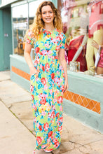 Load image into Gallery viewer, Diva Dreams Lime Floral Print Fit &amp; Flare Maxi Dress
