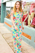 Load image into Gallery viewer, Diva Dreams Lime Floral Print Fit &amp; Flare Maxi Dress
