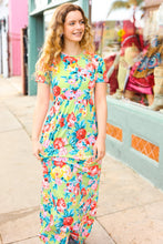 Load image into Gallery viewer, Diva Dreams Lime Floral Print Fit &amp; Flare Maxi Dress
