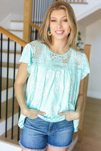 Load image into Gallery viewer, Lovely In Aqua Embroidered Flutter Sleeve Woven Top
