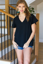 Load image into Gallery viewer, Keep Your Cool Black Flutter Sleeve V Neck Top
