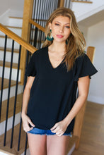 Load image into Gallery viewer, Keep Your Cool Black Flutter Sleeve V Neck Top
