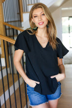 Load image into Gallery viewer, Keep Your Cool Black Flutter Sleeve V Neck Top
