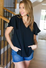 Load image into Gallery viewer, Keep Your Cool Black Flutter Sleeve V Neck Top
