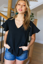 Load image into Gallery viewer, Keep Your Cool Black Flutter Sleeve V Neck Top
