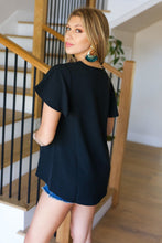 Load image into Gallery viewer, Keep Your Cool Black Flutter Sleeve V Neck Top
