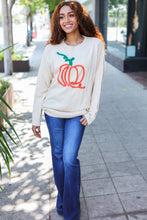 Load image into Gallery viewer, Pumpkin Spice Metallic Yarn Embroidered Oversized Sweater
