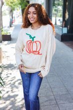 Load image into Gallery viewer, Pumpkin Spice Metallic Yarn Embroidered Oversized Sweater
