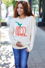 Load image into Gallery viewer, Pumpkin Spice Metallic Yarn Embroidered Oversized Sweater
