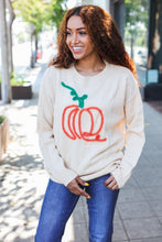 Load image into Gallery viewer, Pumpkin Spice Metallic Yarn Embroidered Oversized Sweater
