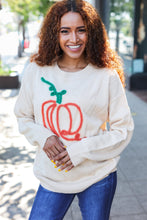 Load image into Gallery viewer, Pumpkin Spice Metallic Yarn Embroidered Oversized Sweater
