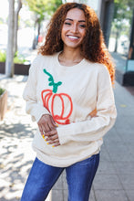 Load image into Gallery viewer, Pumpkin Spice Metallic Yarn Embroidered Oversized Sweater
