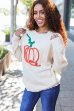 Load image into Gallery viewer, Pumpkin Spice Metallic Yarn Embroidered Oversized Sweater
