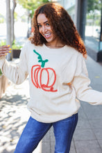 Load image into Gallery viewer, Pumpkin Spice Metallic Yarn Embroidered Oversized Sweater
