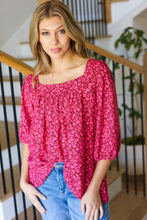 Load image into Gallery viewer, Perfectly You Fuchsia Floral Three Quarter Sleeve Square Neck Top
