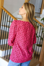 Load image into Gallery viewer, Perfectly You Fuchsia Floral Three Quarter Sleeve Square Neck Top
