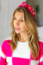 Load image into Gallery viewer, Fuchsia Rhinestone &amp; Candy Hearts Top Knot Headband
