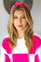 Load image into Gallery viewer, Fuchsia Rhinestone &amp; Candy Hearts Top Knot Headband
