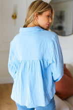 Load image into Gallery viewer, All Of Me Blue Collared Notched Neckline Cotton Top
