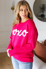 Load image into Gallery viewer, Love In the Air Fuchsia &quot;Xoxo&quot; Embroidered Sweater
