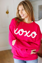 Load image into Gallery viewer, Love In the Air Fuchsia &quot;Xoxo&quot; Embroidered Sweater
