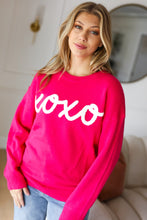 Load image into Gallery viewer, Love In the Air Fuchsia &quot;Xoxo&quot; Embroidered Sweater
