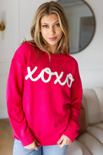 Load image into Gallery viewer, Love In the Air Fuchsia &quot;Xoxo&quot; Embroidered Sweater
